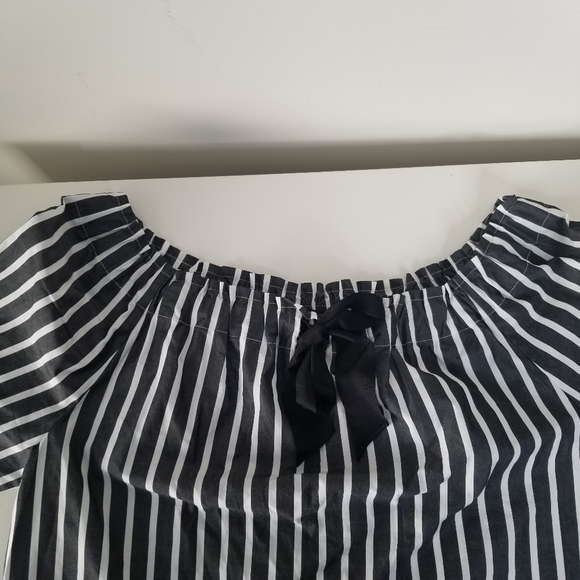NWT J. Crew Off the Shoulder Bow Front Long Sleeve Blouse Size M Striped - Picture 12 of 14
